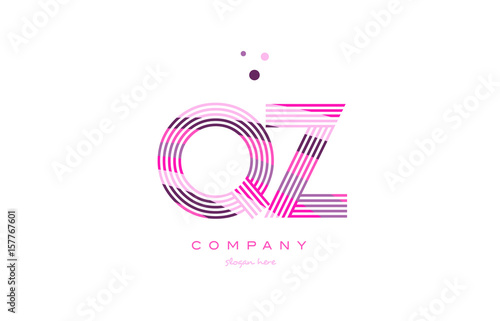 qz q z alphabet letter logo pink purple line icon template vector