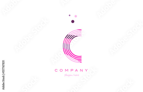 c alphabet letter logo pink purple line icon template vector
