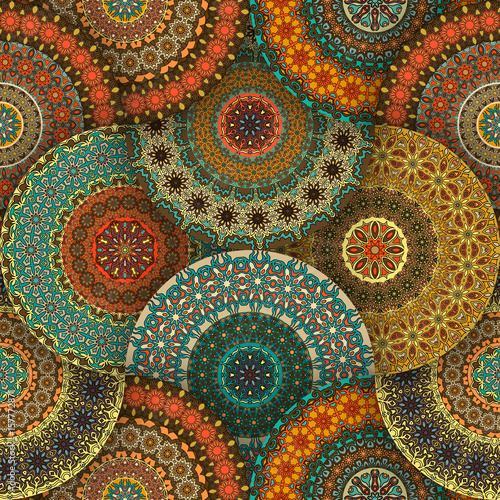 Seamless pattern. Vintage decorative elements. Hand drawn background. Islam, Arabic, Indian, ottoman motifs. Perfect for printing on fabric or paper.