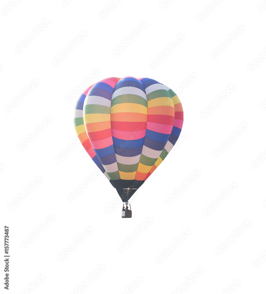 Fototapeta premium Kolorowy balon na ogrzane powietrze na białym tle; ścieżka przycinająca