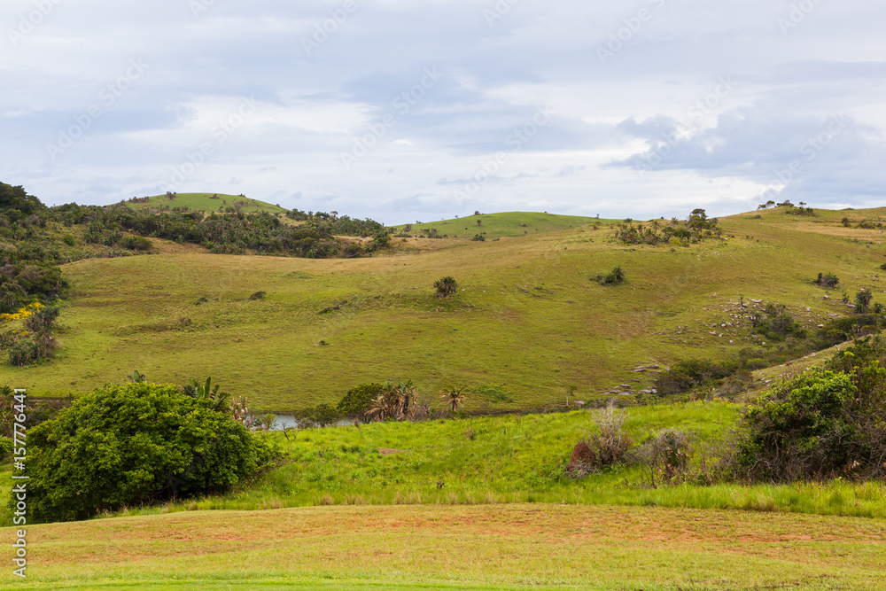 The green hilly area around wild coast sun, South Africa.