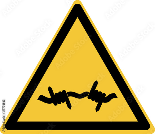 ISO 7010 W033 Warning; Barbed wire