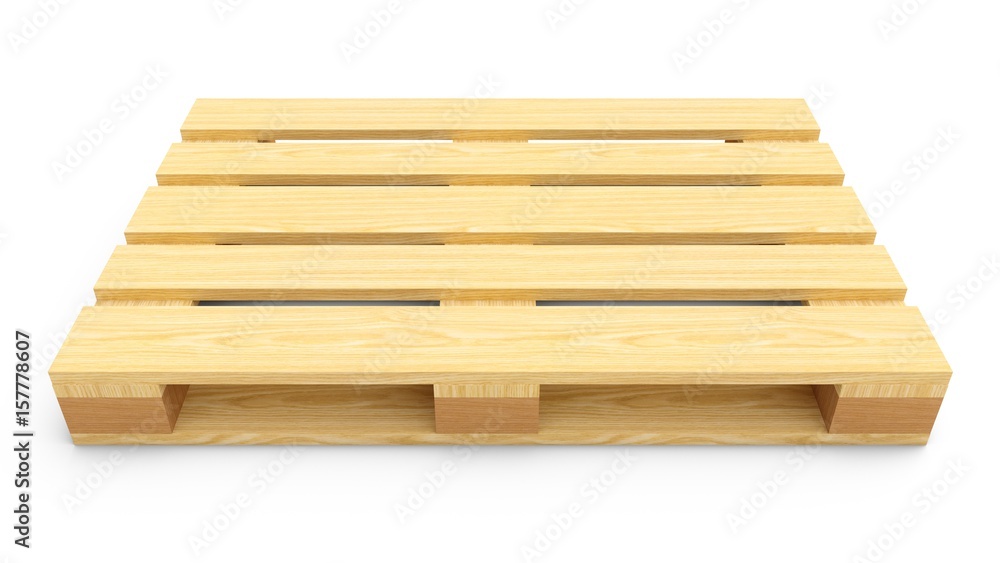 3D rendering wooden pallet isolated on white background