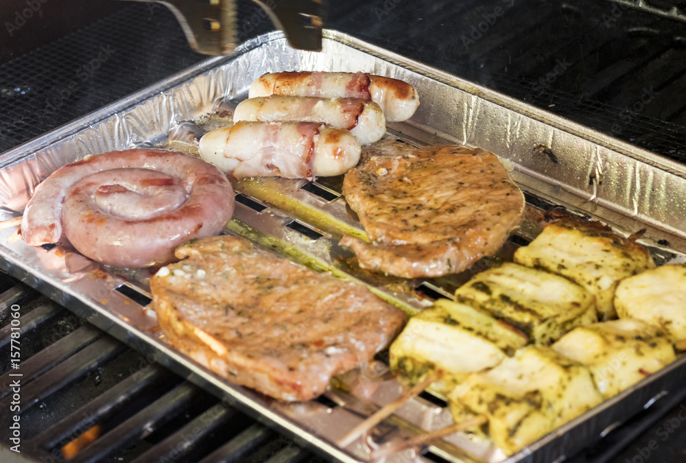 barbecue plate on grill barbecue plate on grill