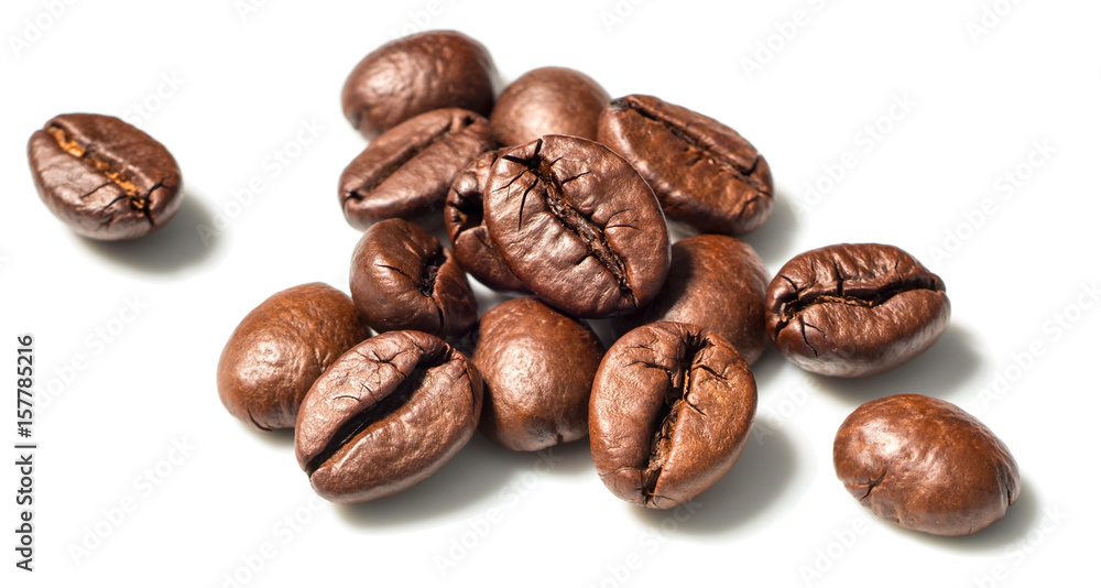roasted coffee beans on white, (large depth of field, taken with tilt shift lens) roasted coffee beans on white, (large depth of field, taken with tilt shift lens)
