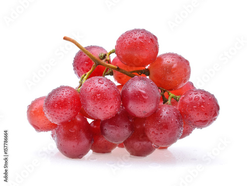 red grapes with drop of water isolated on white background.
