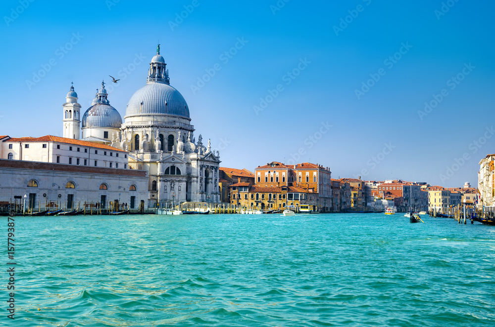 Venice majestically baroque church of Santa Maria della Salute and Canal Grande