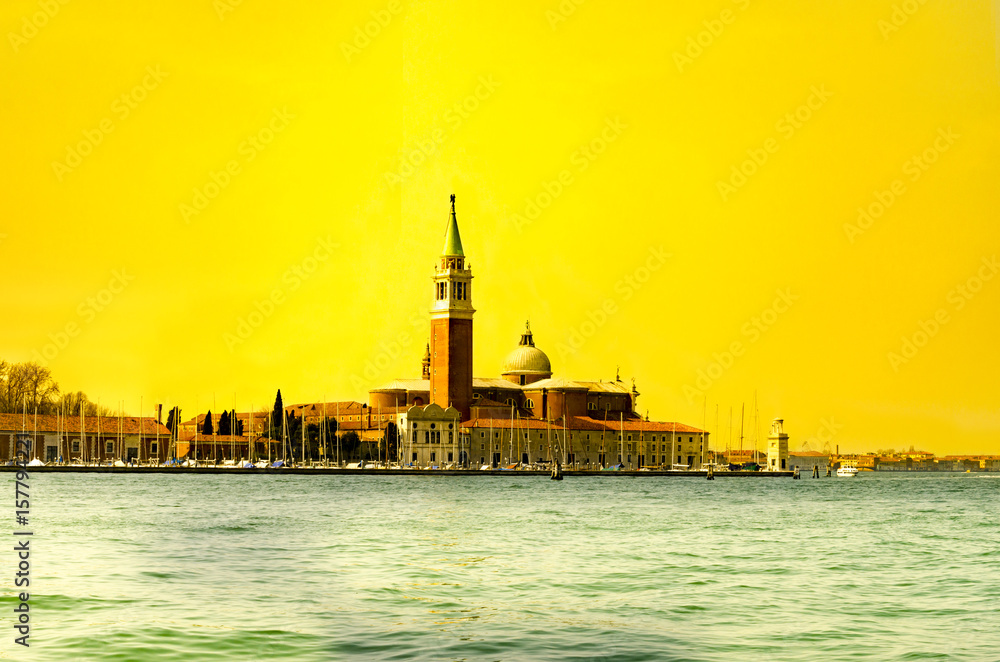 Fototapeta premium Calm morning with view of San Giorgio Maggiore island in warm summer Venice, Italy