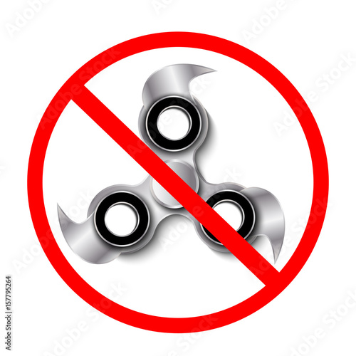 Prohibition dangerous hand spinner. Vector illustration