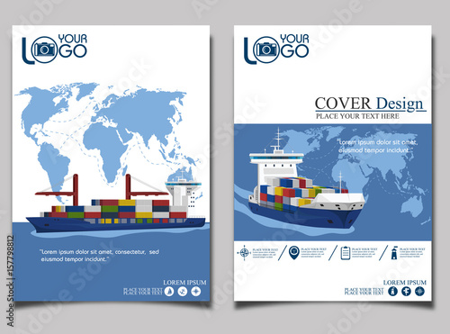 Sea shipping banner template set