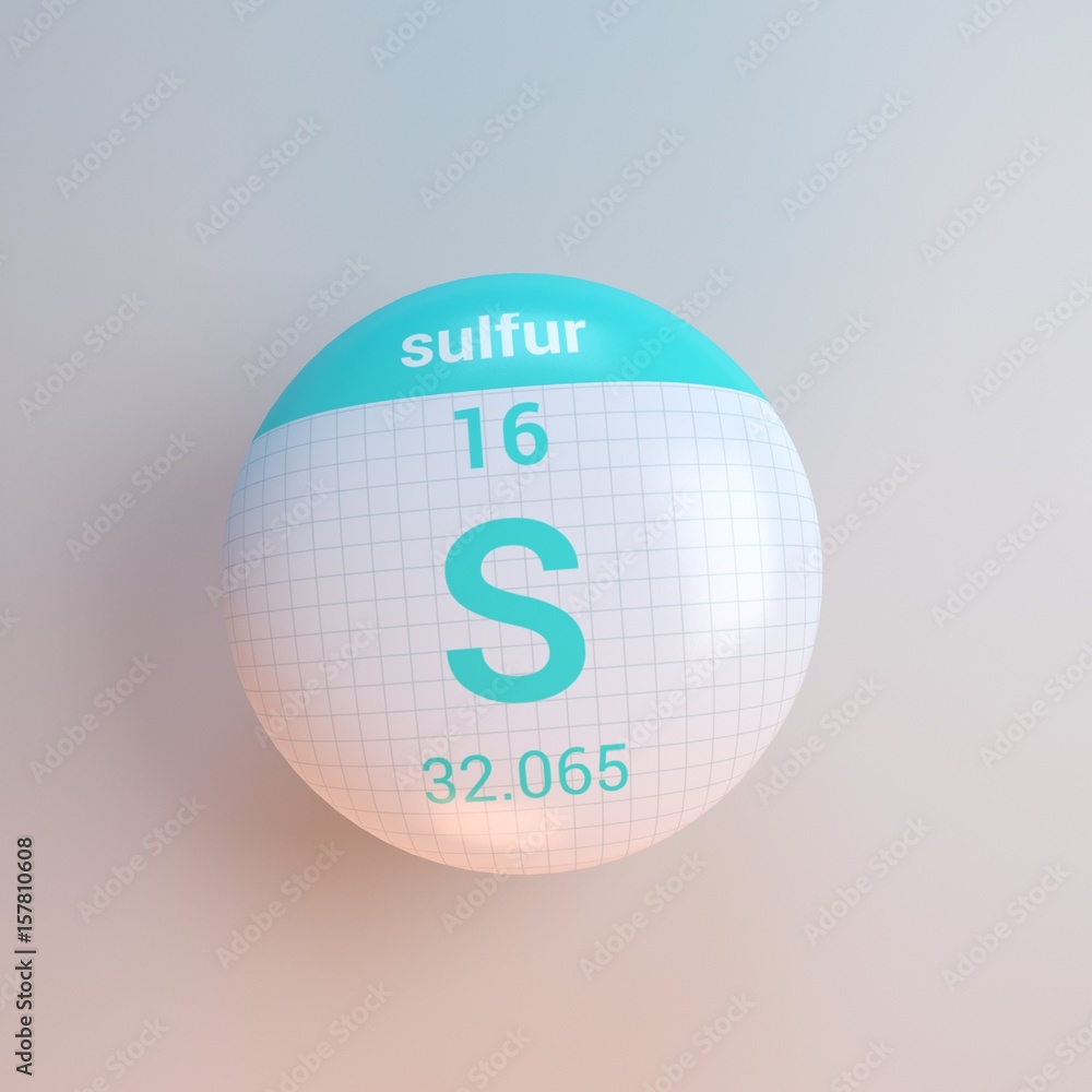 3D rendering periodic table icon sulfur 3D rendering periodic table icon sulfur