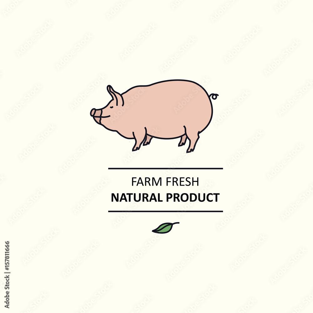 Farm fresh Natural product Line animals set Pig Farm fresh Natural product Line animals set Pig