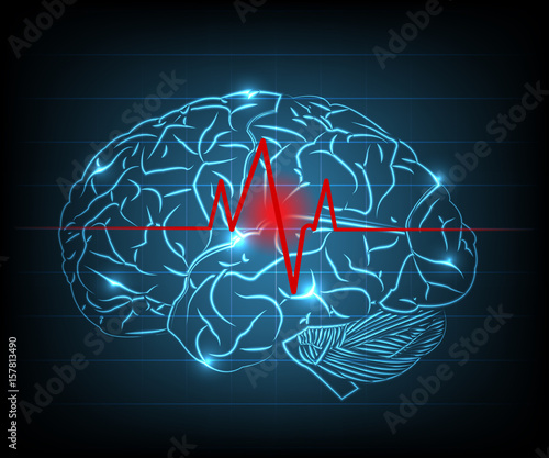 Abstract brain wave concept on blue background