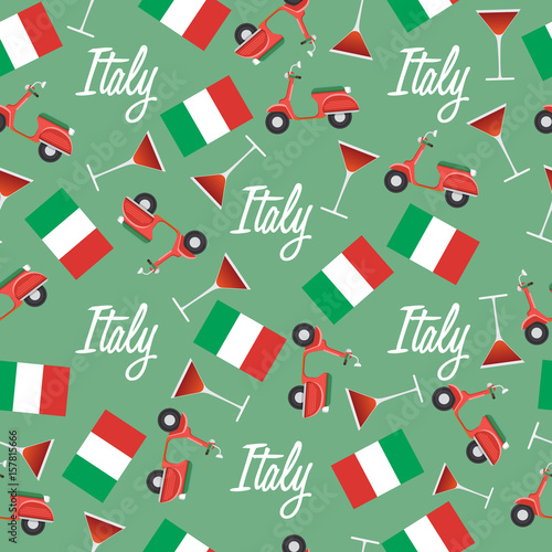 Italy : National Seamless Pattern : Vector Illustration