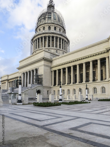 Restoration of the dome and other part of the Capitolio building in Central Havana, Cuba