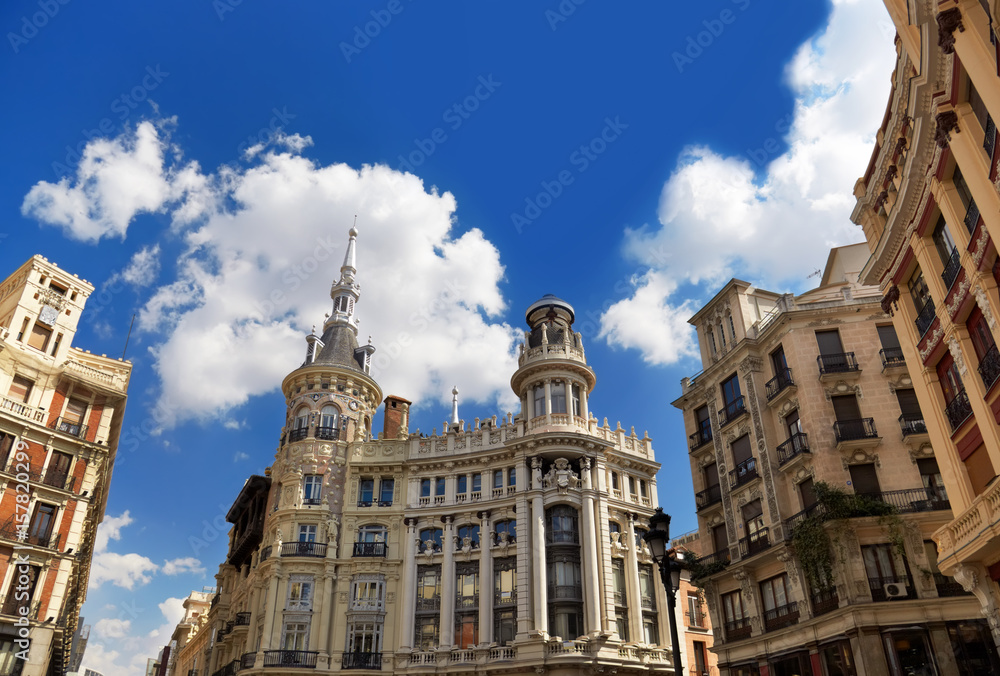 Street and houses at Madrid Spain