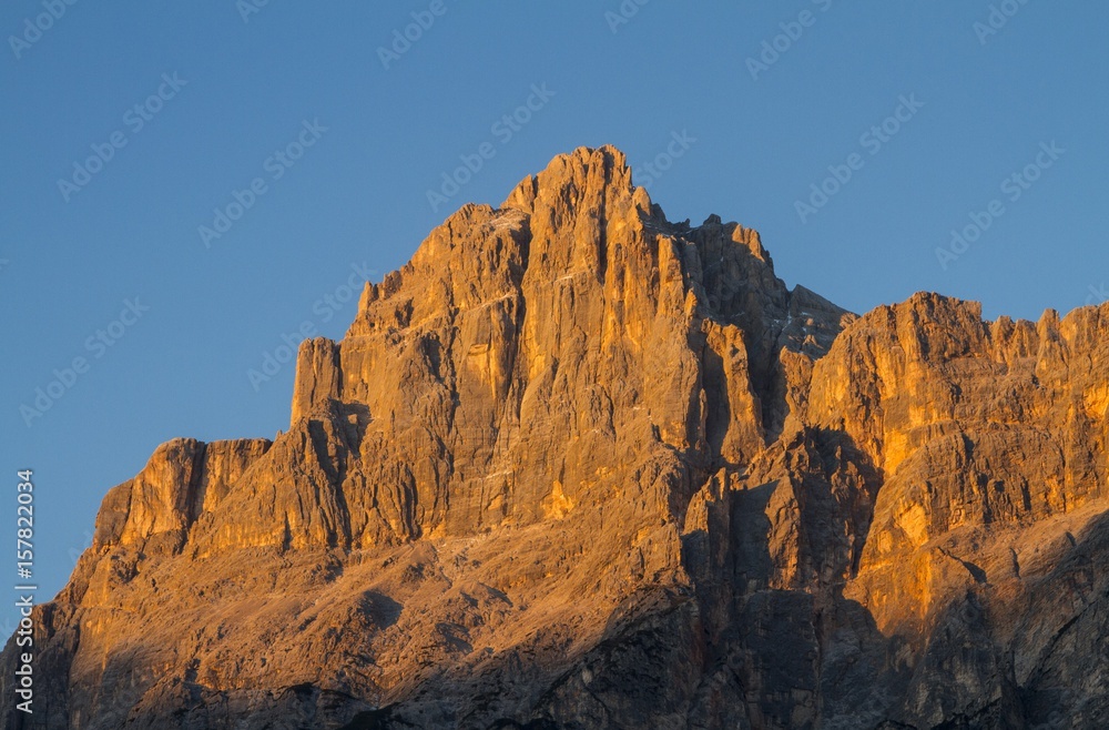 Sorapiss peak from Cadore in Dolomites at sunset