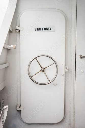 The staff room door on the boat.
