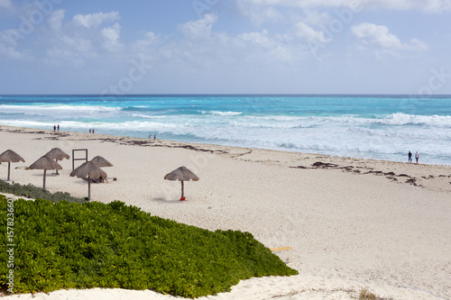 Beach side on the shores of the Caribbean ocean.