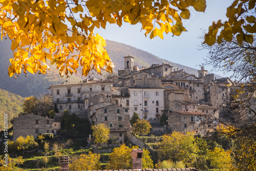 The historic village of Scanno in autumn - Abruzzo - Italy photo