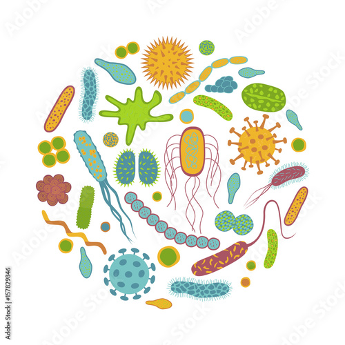 Germs and bacteria  icons  isolated on white background. photo