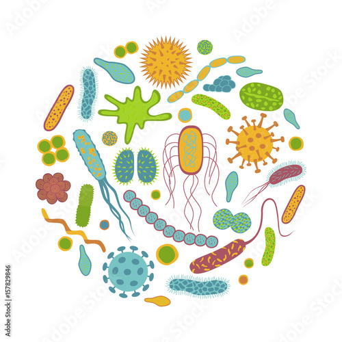 Germs and bacteria  icons  isolated on white background.