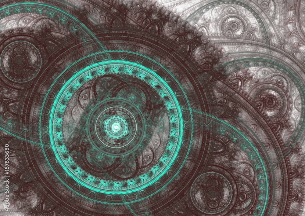 Complex mechanical fractal, steampunk machine illustration