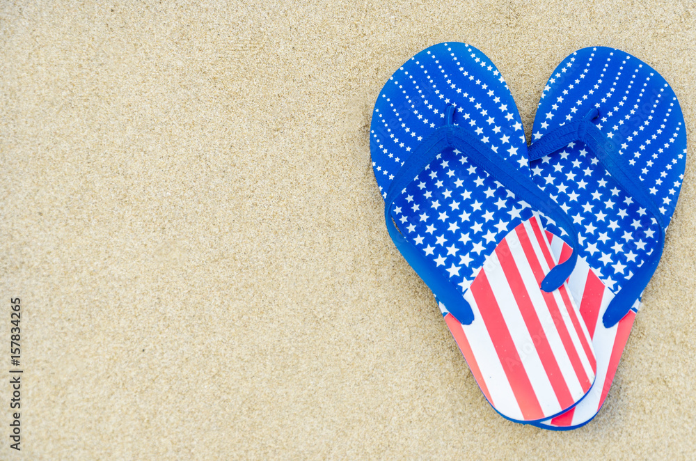 Obraz premium Patriotic USA background on the sandy beach