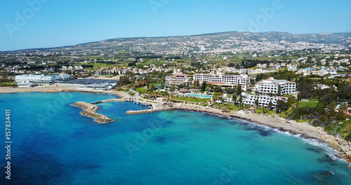 Landscape of a transparent clear blue Mediterranean Sea. The island of Cyprus. Resort. blue lagoon
