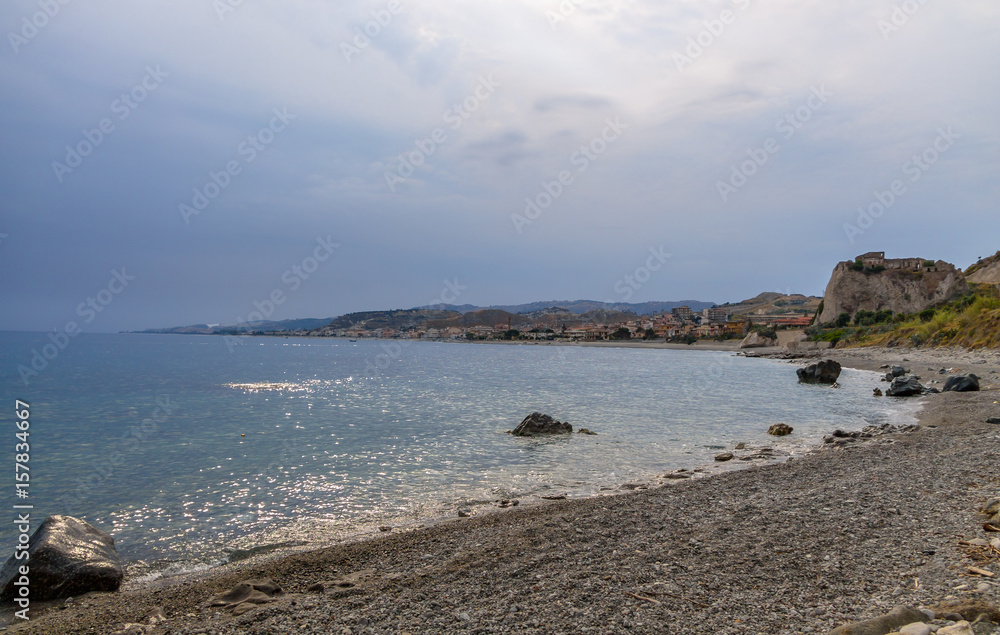 Mediterranean beach of Ionian Sea - Bova Marina, Calabria, Italy Mediterranean beach of Ionian Sea - Bova Marina, Calabria, Italy