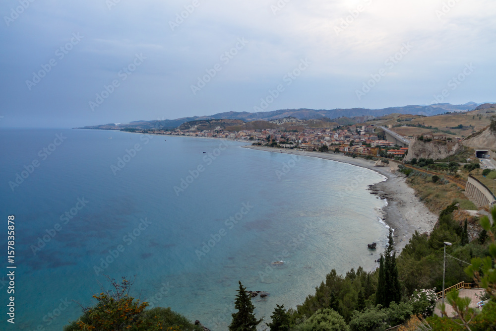 Aerial view of Bova Marina Town, a Mediterranean beach of Ionian Sea - Bova Marina, Calabria, Italy