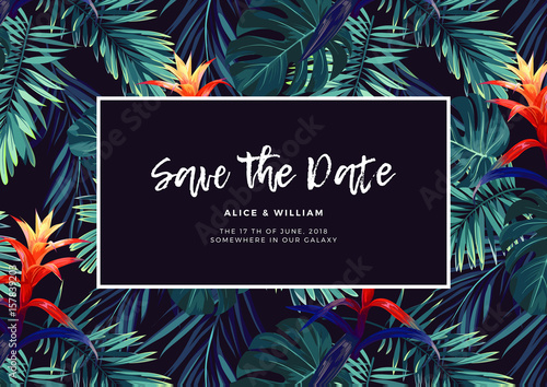 Floral wedding invitation w...