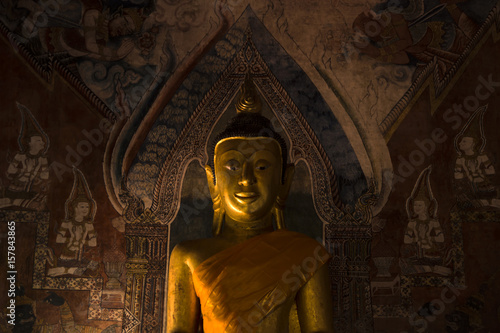Old Buddha face in thai temple.