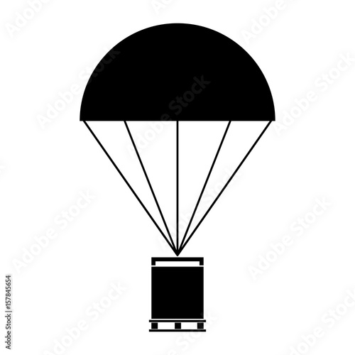 Parachute with cargo  the black color icon .