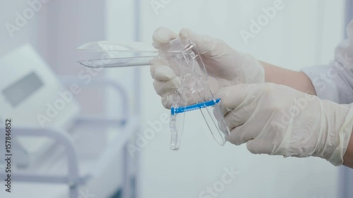 Portrait of the plastic gynecological speculum