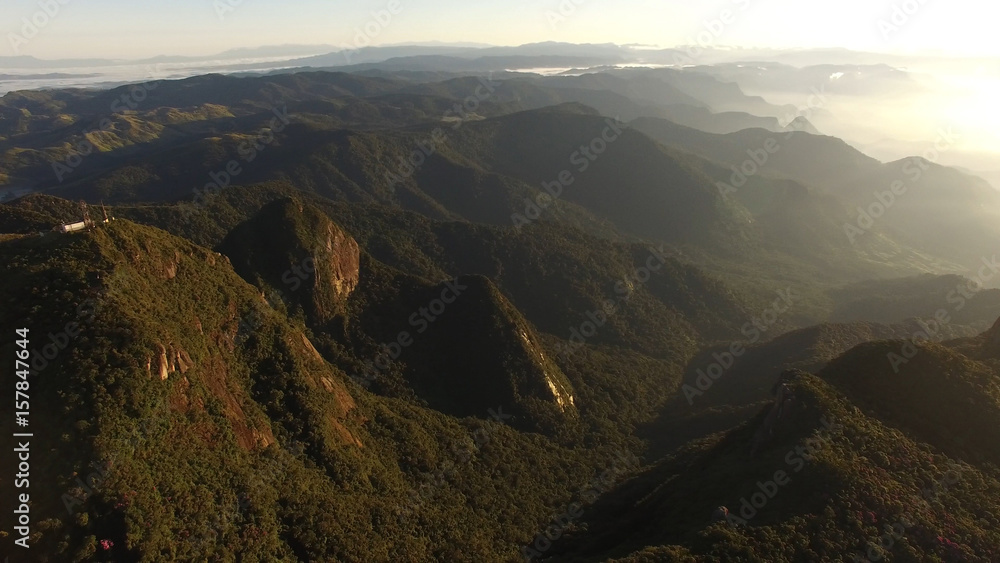 Aerial View of Mountains in the border of Rio de Janeiro and Sao Paulo, Brazil