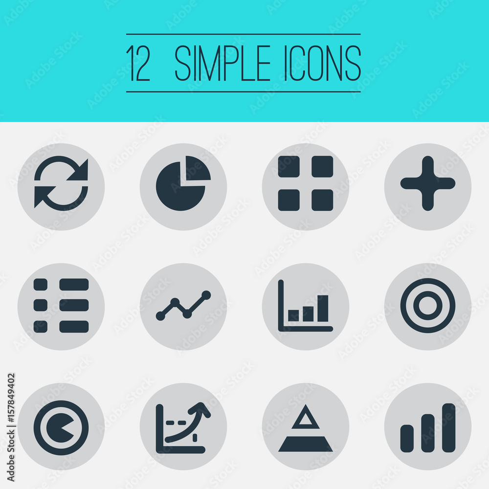 Vector Illustration Set Of Simple Diagram Icons. Elements Menu