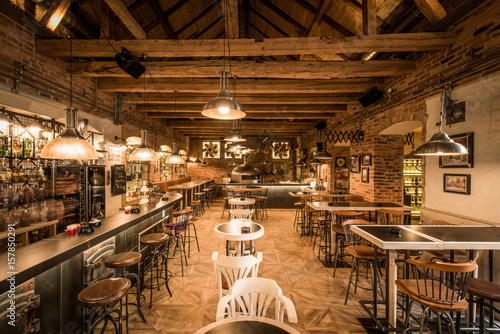 Fotografie, Tablou Retro wooden loft caffee restaurant