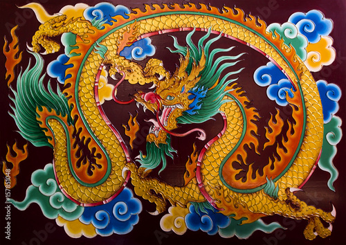 Wallpaper Mural Dragon Painting about the religious beliefs of the Chinese shrine. Torontodigital.ca