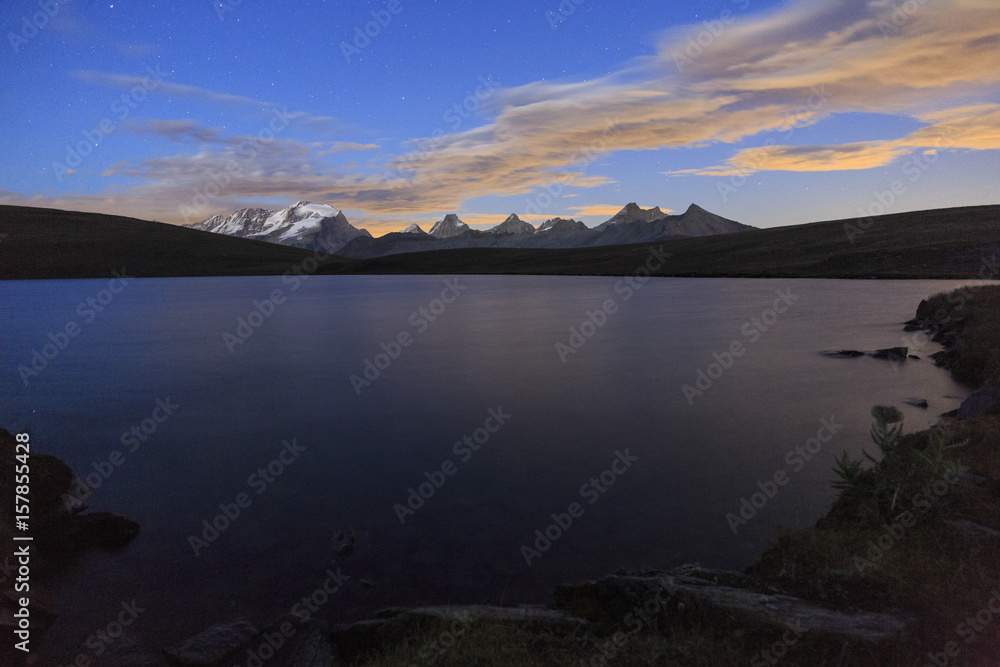 Sunset on Rosset lake at an altitude of 2709 meters.  Gran Paradiso national park