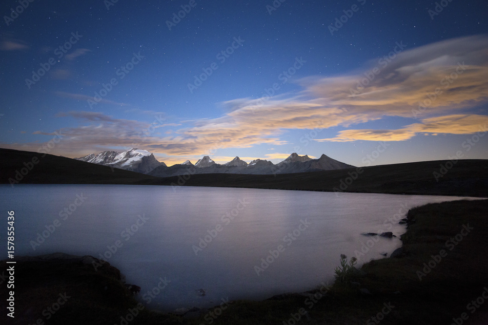 Sunset on Rosset lake at an altitude of 2709 meters.  Gran Paradiso national park
