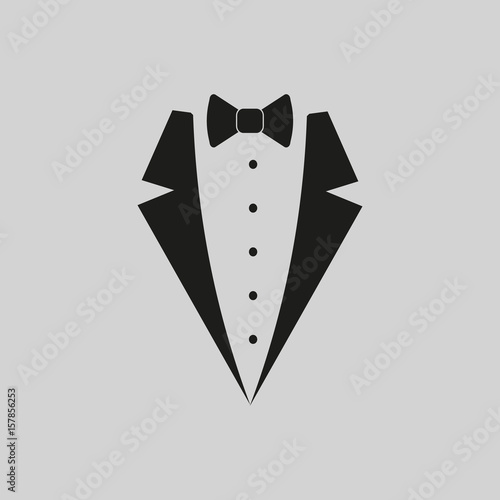 Suit with tie bow  logo. Vector.