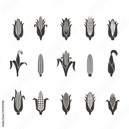 Fototapet corn icon black and white