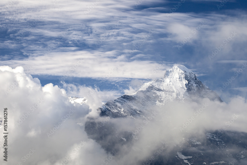View of Mount Schreckhorn from First Grindelwald Bernese Oberland Canton of Bern Switzerland Europe