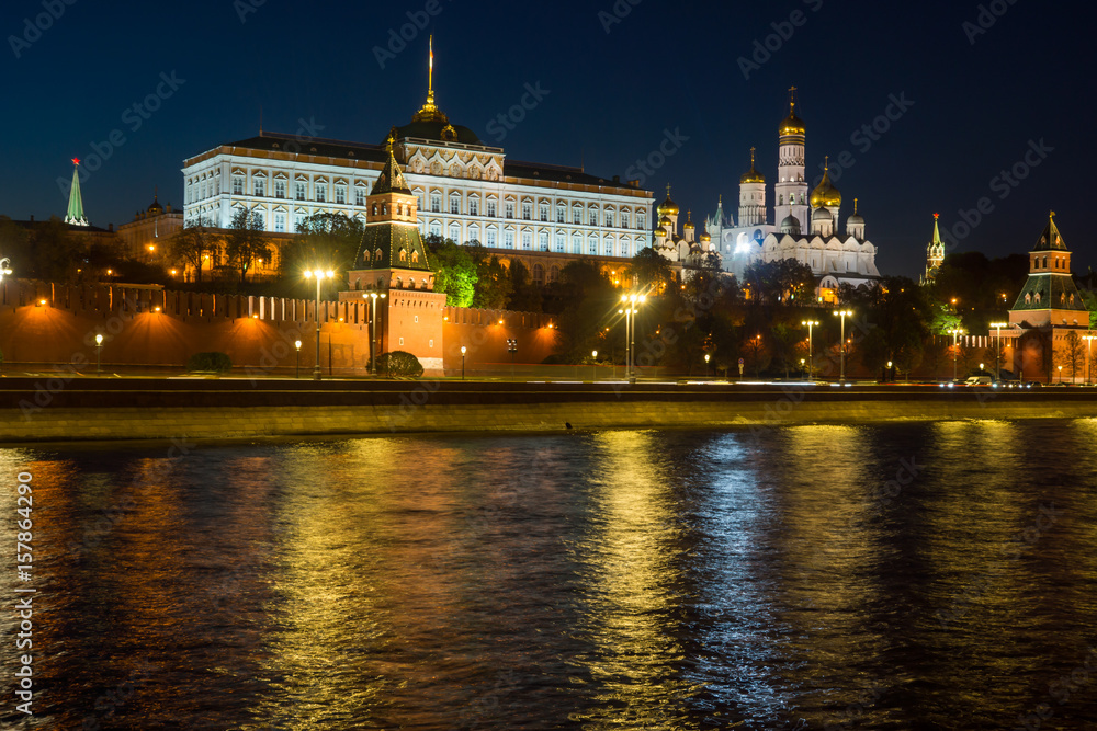 The Kremlin and the Kremlin embankment at night