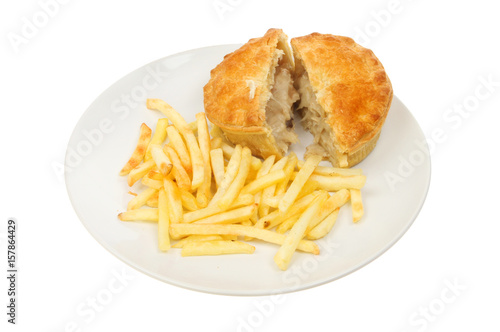 Chicken pie and fries