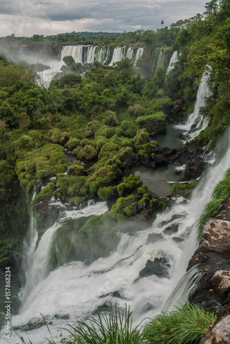 Iguazu falls in a cloudy day