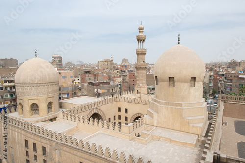 Ibn Tulun Mosque in Cairo, Egypt.  The Mosque is the oldest Mosque in the city and the mosque's original inscription slab identifies the date of completion as 265 AH or 879 AD.