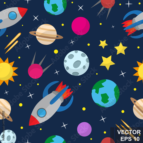 Seamless space pattern. Children's. For your design.