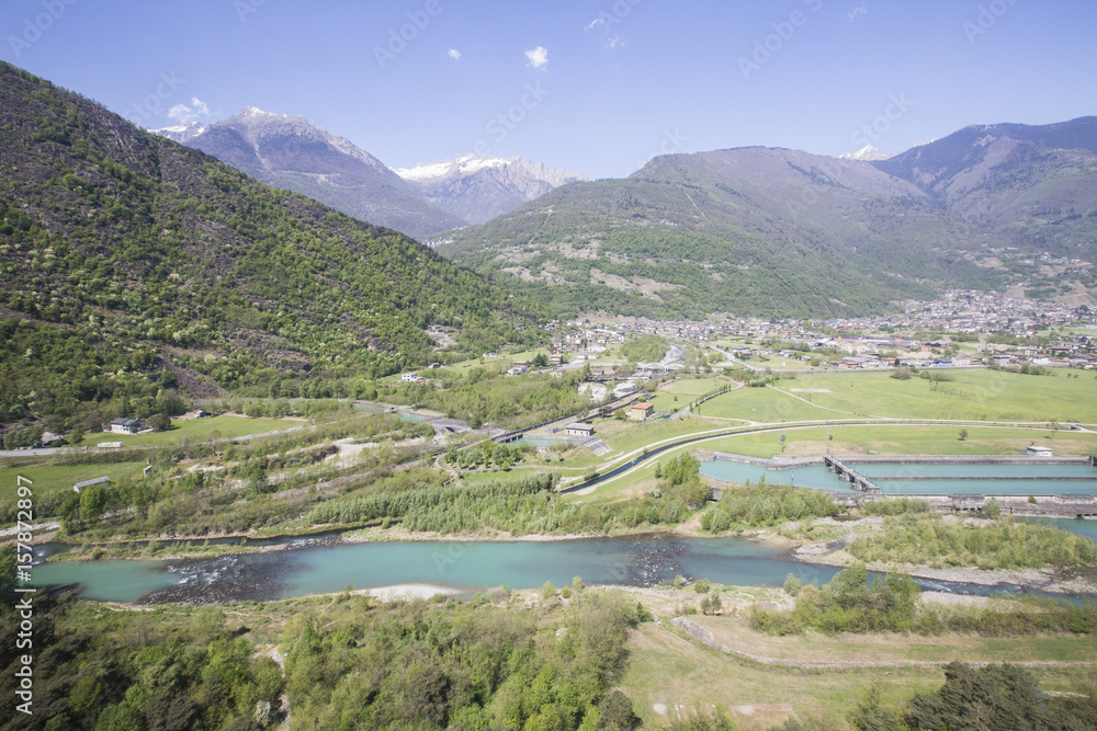 Aerial view of Ardenno Masino Valley Lower Valtellina Lombardy Italy Europe